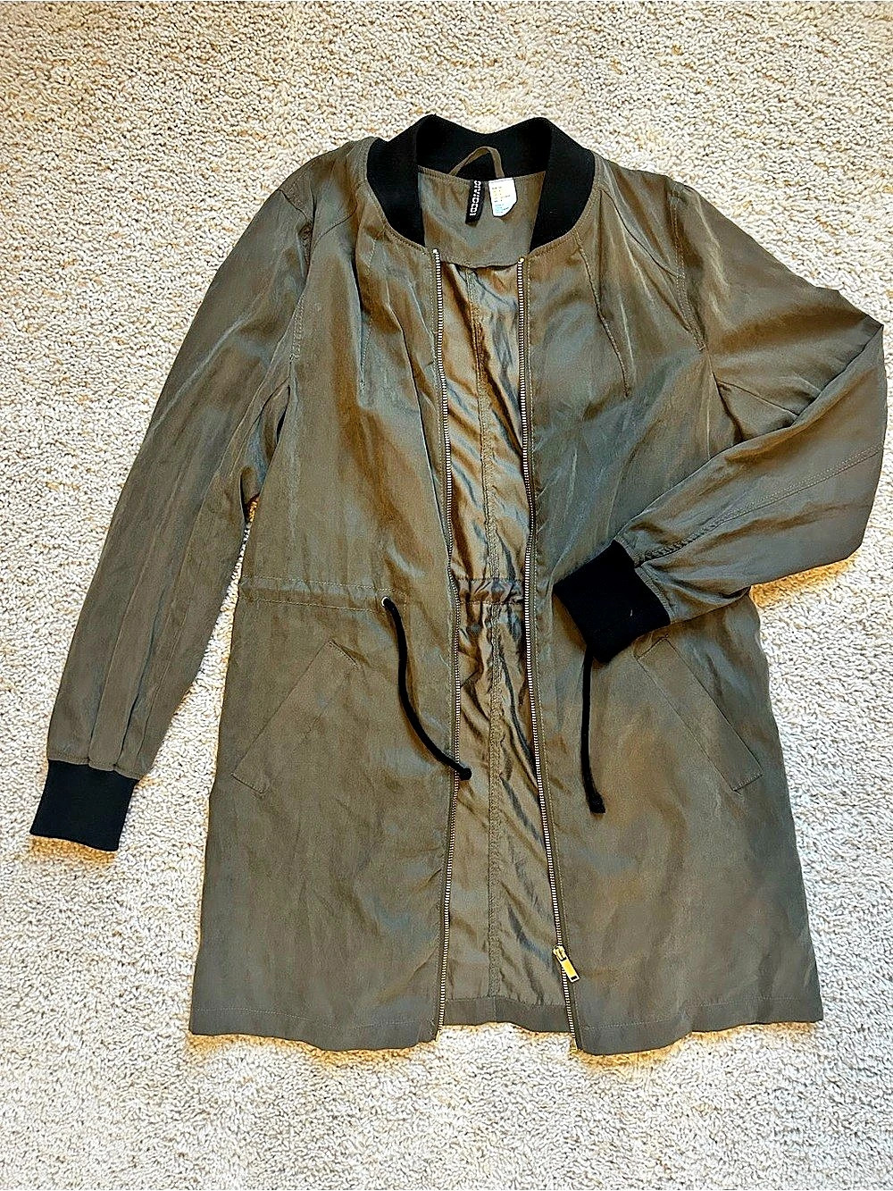 H&M Divided Women's Bomber Jacket Green & Brown Size Medium